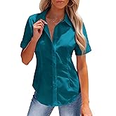 siliteelon Womens Button Down Shirt Stain Shield Short Sleeve Wrinkle Free Dress Shirt Work Blouse Business Casual Tops