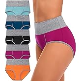 CULAYII High Waisted Underwear for Women Cotton No Muffin Top Full Coverage Briefs Soft Stretch Ladies Panties 5 Pack