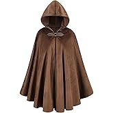 TOONRAIN Men's Adult Medieval Cloak Hoodie Velvet Renaissance Cape Halloween Dress Up