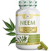 Organic Veda Neem Capsules – Herbal Supplement for Clear Skin, Immune & Gut Health For Men & Women - Single Origin True Green Neem Leaf Powder - Purifying & Cleansing Ayurveda Herb, 120 Vegan Capsules
