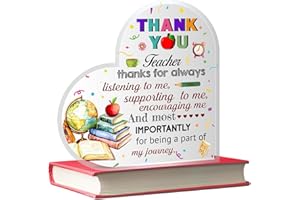 DREASMT Teacher Appreciation Week Gift Heart Acrylic Plaque , Thank You Teacher Staffs Acrylic Plaque Decorations Teacher Appreciation Gift for Teacher