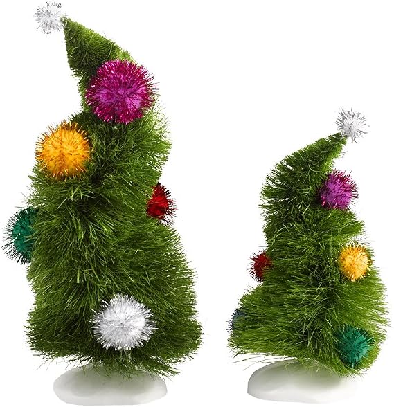 Amazon Com Department 56 Grinch Villages Wonky Trees Set Of 2 Home Kitchen