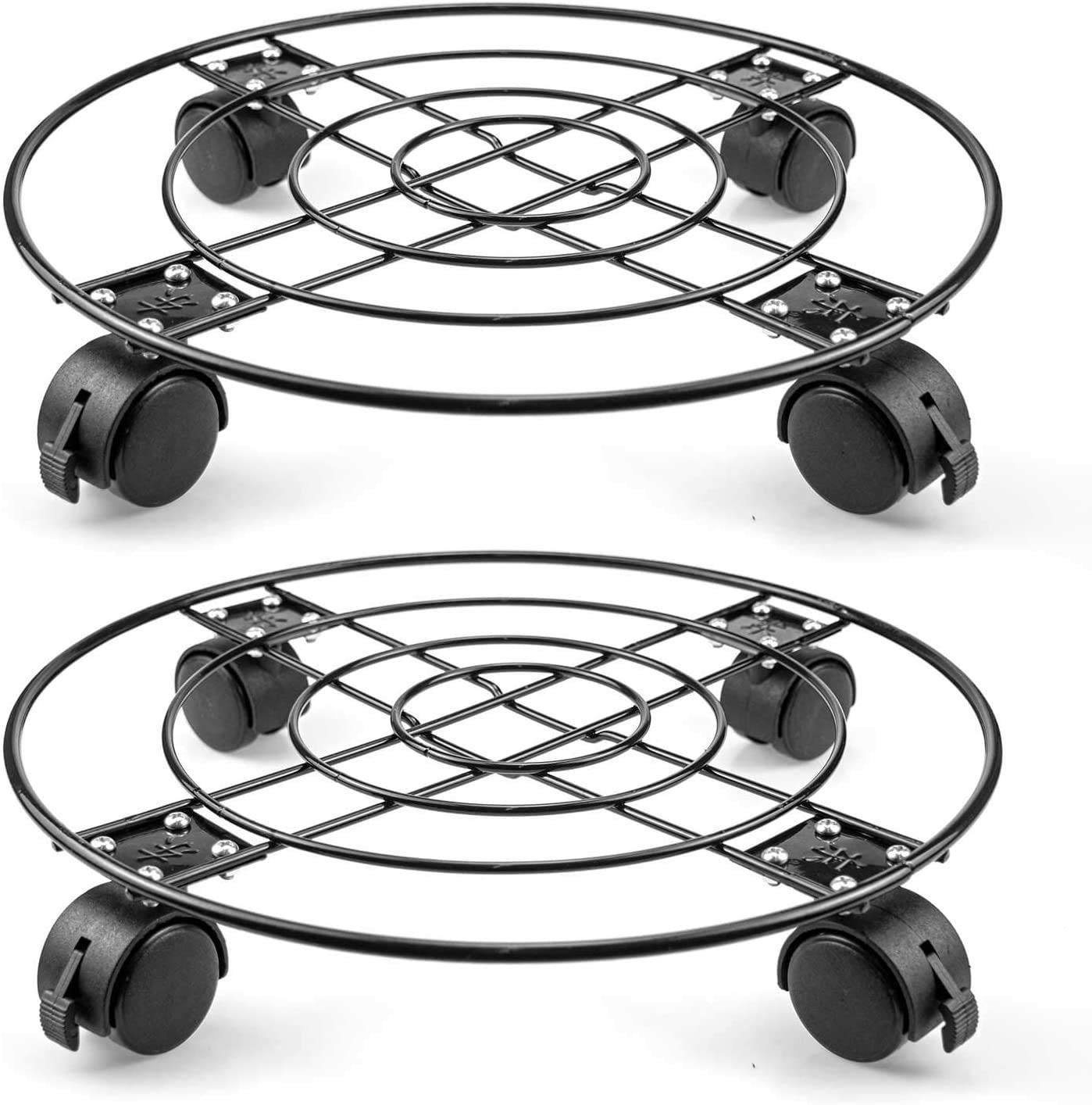 Bekith 2 Pack 13 inches Plant Caddy Heavy Duty Iron Potted Plant Stand With Wheels