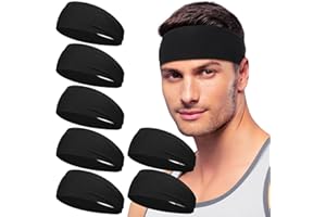 DIYJIBB Sport Headbands for Men - 7 Pcs Sweat Absorbent Running Headband for Fitness Workout Running Rugby Baseball Yoga Crossfit High Intensity Interval Training, Unisex Sweatband for Both Men and Women