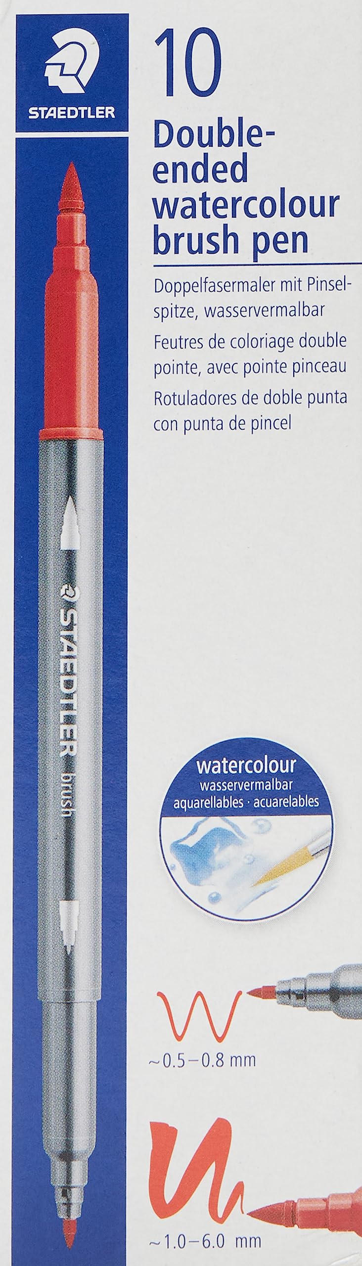 STAEDTLER Watercolour Design Journey 3001-581 Double Fibre-Tip Pens Turquoise Green Fine Tip and Flexible Brush Tip Water-soluble 10 Turquoise Green Felt Tip Pens
