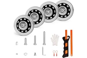 ASUNTOM Luggage Wheels Replacement Kit 4PC Diameter 2in/50mm Thick 0.7in/18mm PU Wheels with Ball Bearing 3 Size Axles Full Set Repair Tool for Suitcase Trolley Bag Draw-bar Travel Box