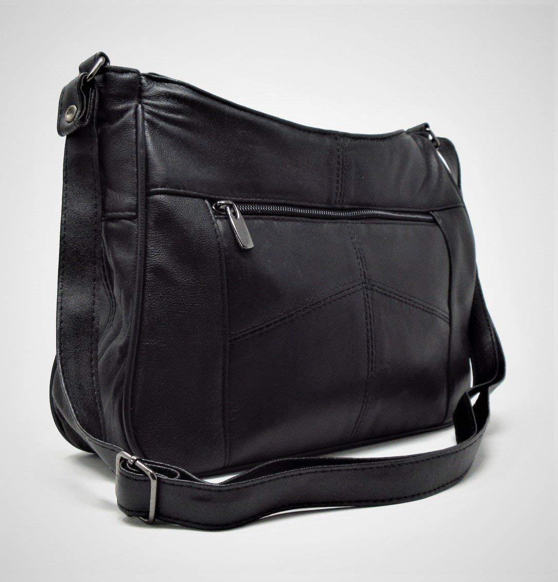 Quenchy London Italian Leather Ladies Handbag Black Soft Leather Shoulder Bag 7691