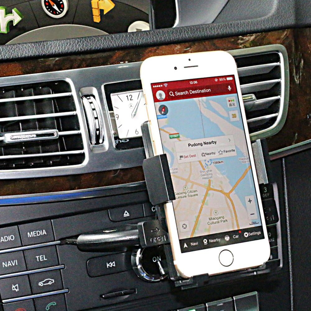 Car Mount,Powstar Universal 360 Degree Rotation CD Slot Phone Car Mount Holder for iPhone 7/6S/6/5S,7/6S Plus,Samsung Galaxy S7/S6/Edge, Note 5/4,Nexus, LG,HTC, Sony,other Smartphones&GPS,Black