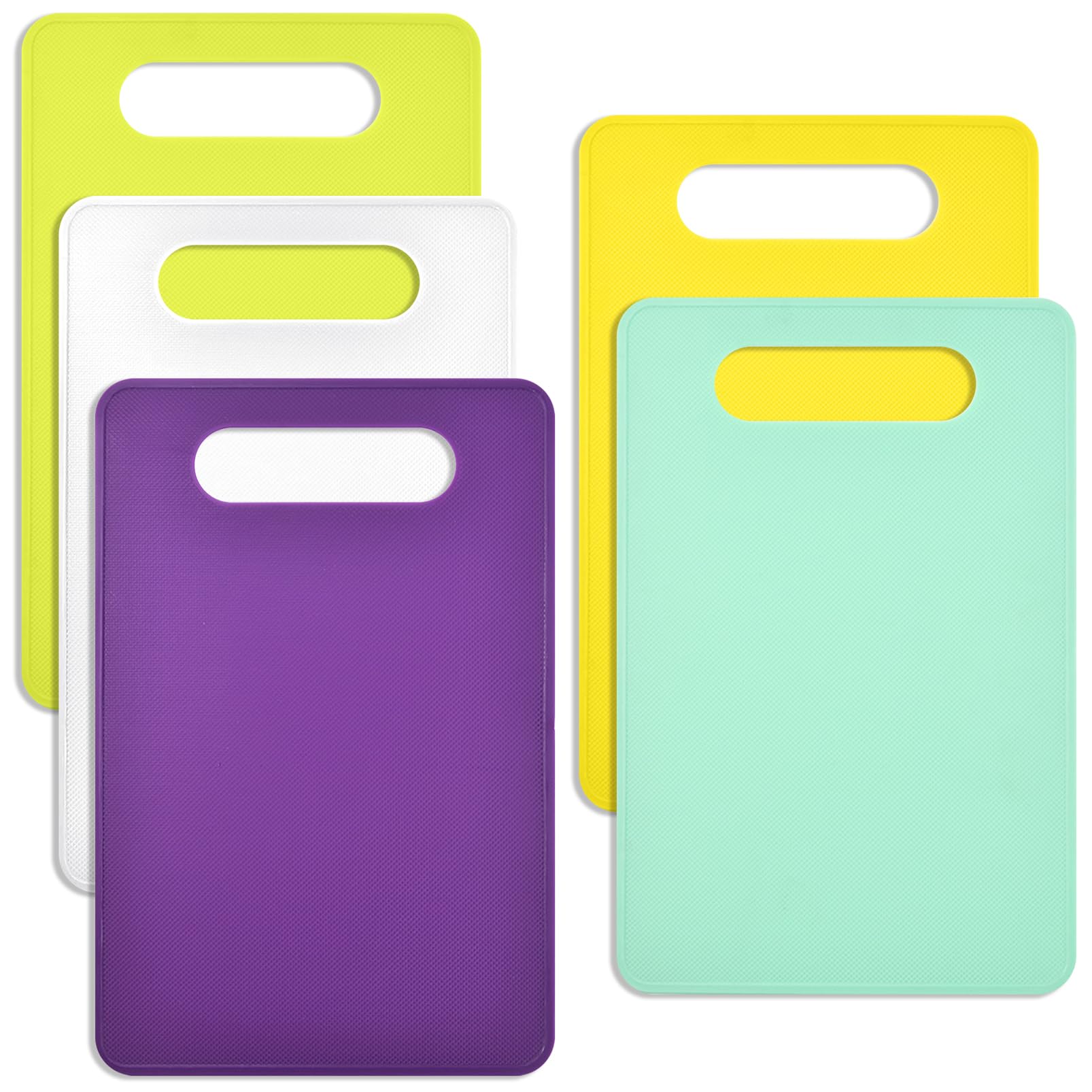 Cisolen 5 Pieces Cutting Board Plastic Chopping Boards Kitchen Antibacterial Chopping Board Set for Fish Meat Vegetables Fruit BPA Free