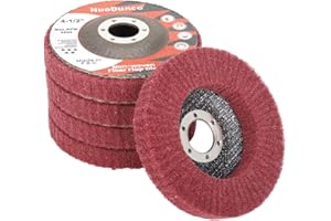 NuoDunco 5Pcs 320# Nylon Fiber Flap Disc 4 1/2 Inch Brush Polishing Wheel for Metal, Angle Grinder Scuff Pad Grinding Disc Brushing Removing Rust Paint Oxides of Metal & Wood Surface