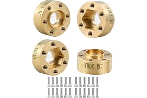 HYBDX Rc Brass Weights Wheel Hex Hub Widen Adapter for 1/10 RC Crawler 1.9 2.2Inch Wheels Rim Axial SCX10 TRX4 Counterweight (Golden, 9mm*4)