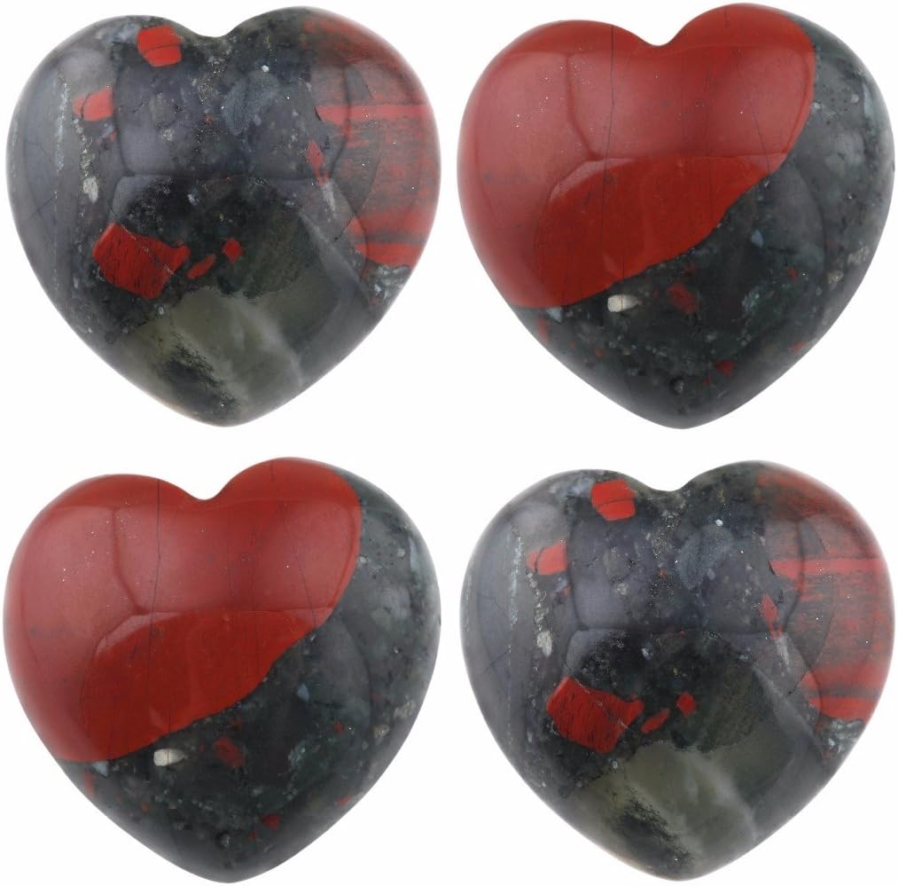 Indoor Fountains & Accessories - Rockcloud Healing Crystal Africa Bloodstone Heart Love Carved Palm Worry Stone Chakra Reiki Balancing 0.8
