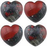 rockcloud Healing Crystal Africa Bloodstone Heart Love Carved Palm Worry Stone Chakra Reiki Balancing 0.8" Mini Size(Pack of 4)