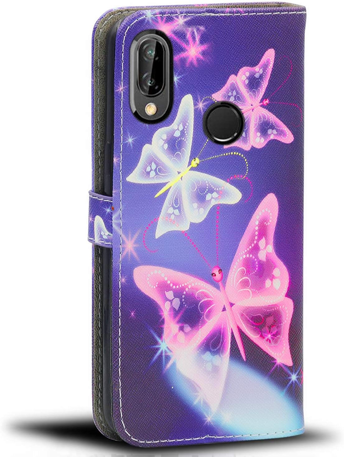 Case Compatible for Samsung Galaxy A20e (5.8 Inch) Leather Magnetic Closure Flip Card Holder Wallet Stand View Protective Cover for Samsung Galaxy A20e (Butterfly Blue) - Image 4