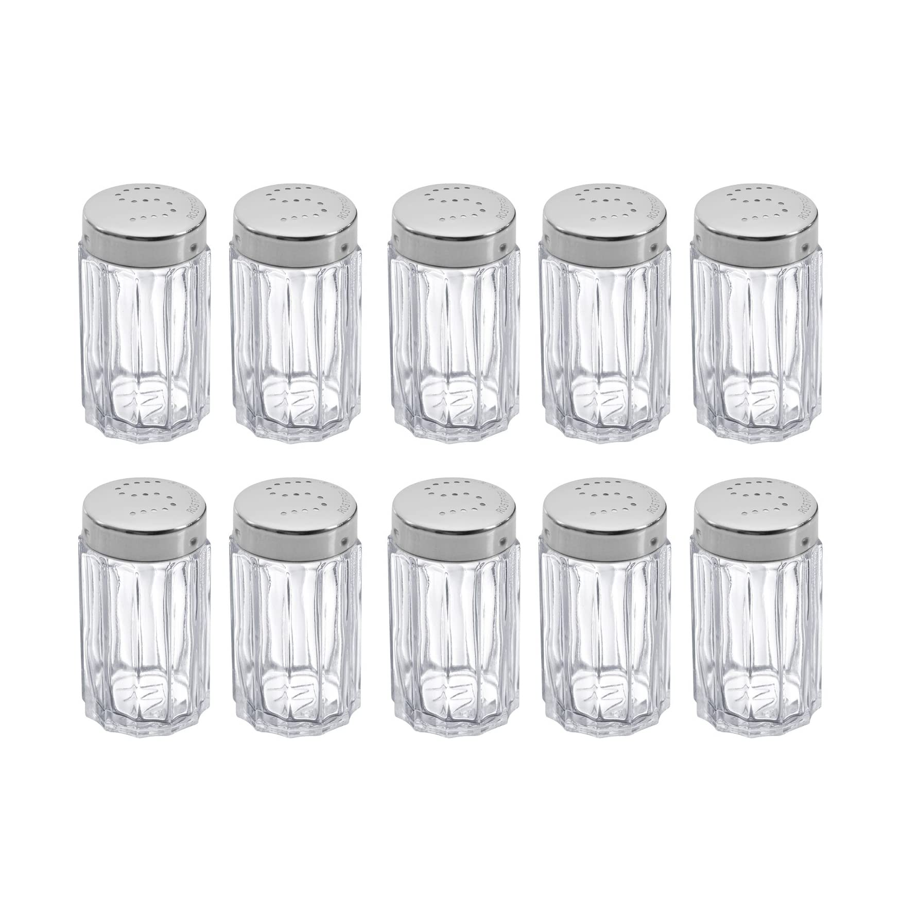 Westmark Salt Shakers, 10 pieces, Volume: 50 ml each, Stainless Steel/Glass, Traditionell, Silver/Transparent, 630122E2