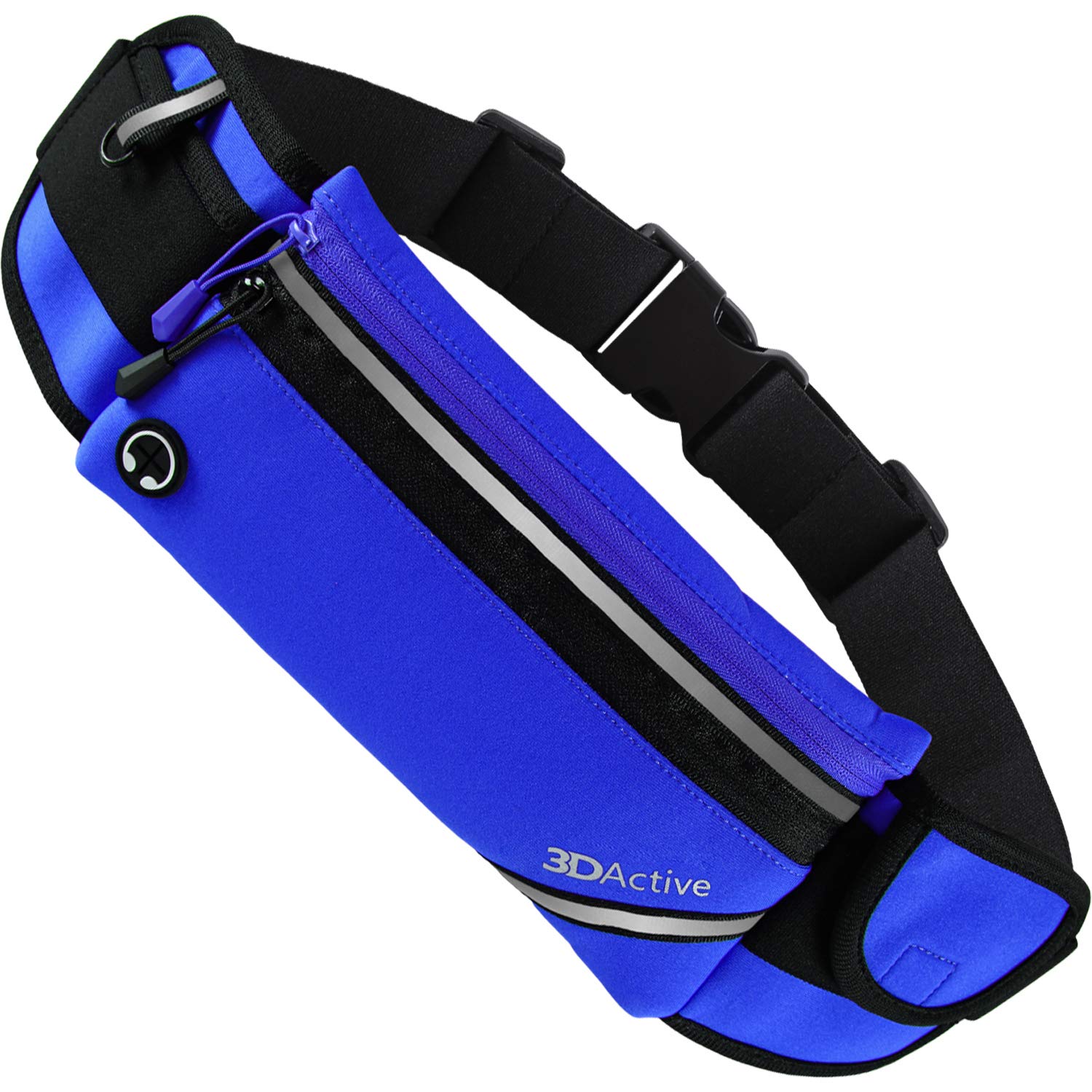 3DActive Running Belt Plus Waist Pack, Water Resistant Runners Belt, Workout Fanny Pack, Lightweight, All-in-One Reflective Running Pouch for Exercise, iPhone, Android & Accessories - Deep Blue