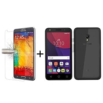 TBOC Pack: Transparent Gel TPU Hülle + Hartglas Schutzfolie für Alcatel Pixi 4 (5) - Ultradünn Flexibel Silikonhülle. Panzerg