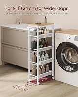 VASAGLE 5-Tier Trolley Space-Saving Kitchen Cart Oak Beige White LRC035W09 view 3