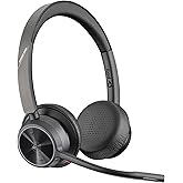 Poly Voyager 4320 UC Wireless Headset &amp; Charge Stand - Noise-Canceling Wireless Headphones with Mic - Connect to PC via USB-C to USB-A Adapter, Cell Phone via Bluetooth, Microsoft Teams Certified