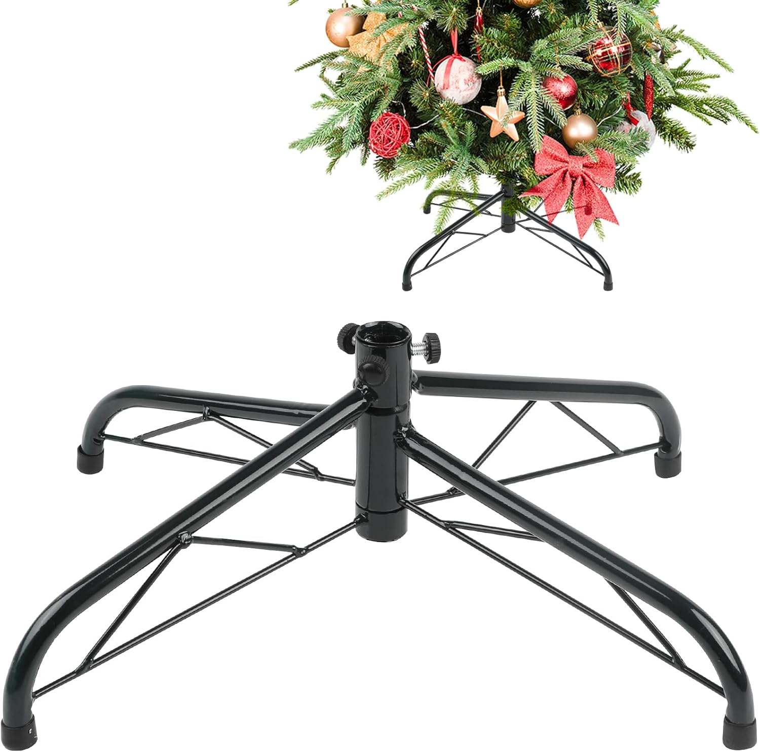 Tree Stands - CCINEE Metal Christmas Tree Stand, Universal Folding Xmas Tree Stand 15.7 Inch Replacement Tree Stand Base for 3 Ft to 6 Ft Christmas Artificial Trees Fake Tree, Green
