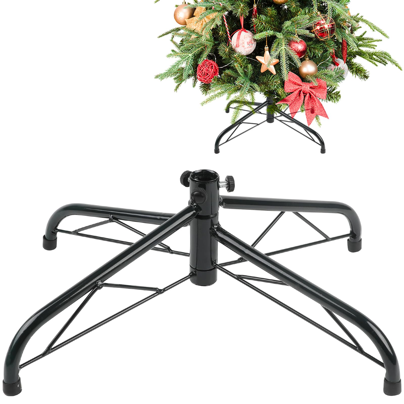 Photo 1 of CCINEE Metal Christmas Tree Stand, Universal Folding Xmas Tree Stand 15.7 Inch Replacement Tree Stand Base for 3 Ft to 6 Ft Christmas Artificial Trees Fake Tree, Green