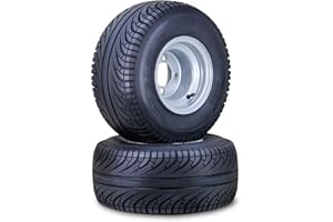 ROADGUIDER Golf Cart Tire Wheel Assembly 18X8.5-8 installed 4 Lugs on 4" PCD Silver Rim, Set 2-14039