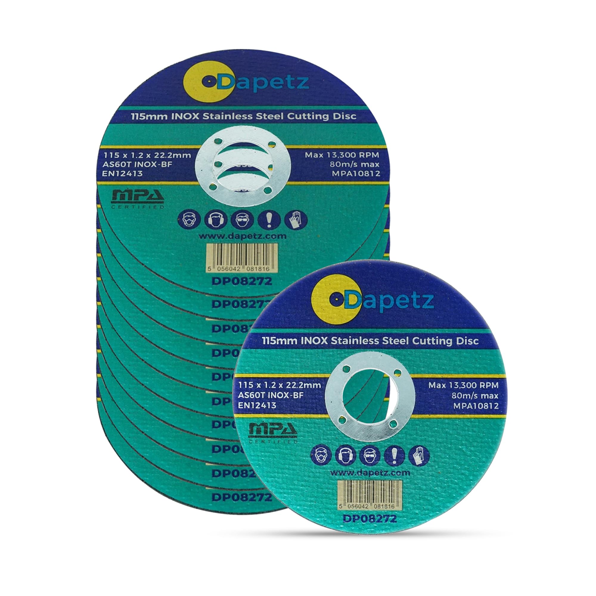 Dapetz ® Cut Off Wheels, 115mm Ultra Thin 1.2mm Stainless Steel Cutting Discs for Angle Grinder, Thin Metal Cutting Discs For Cutting Metals, Including Stainless Steel INOX Pack of 10