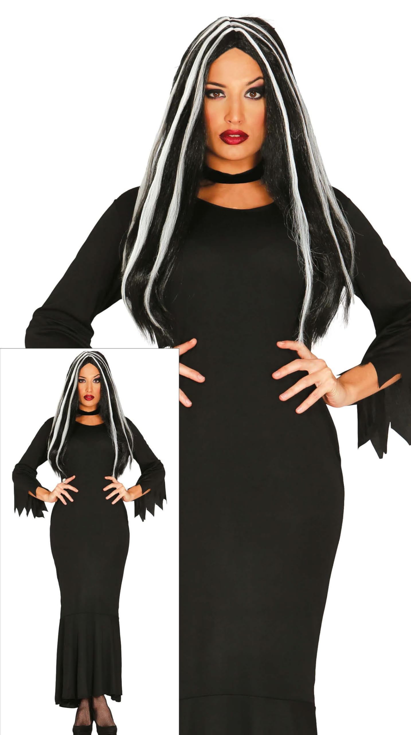 FIESTAS GUIRCA Gothic Family Night Queen Halloween Costume Adult Women - Elegant Black Dress Costume - Adults Fancy Dress Costumes Women Size L 14-16