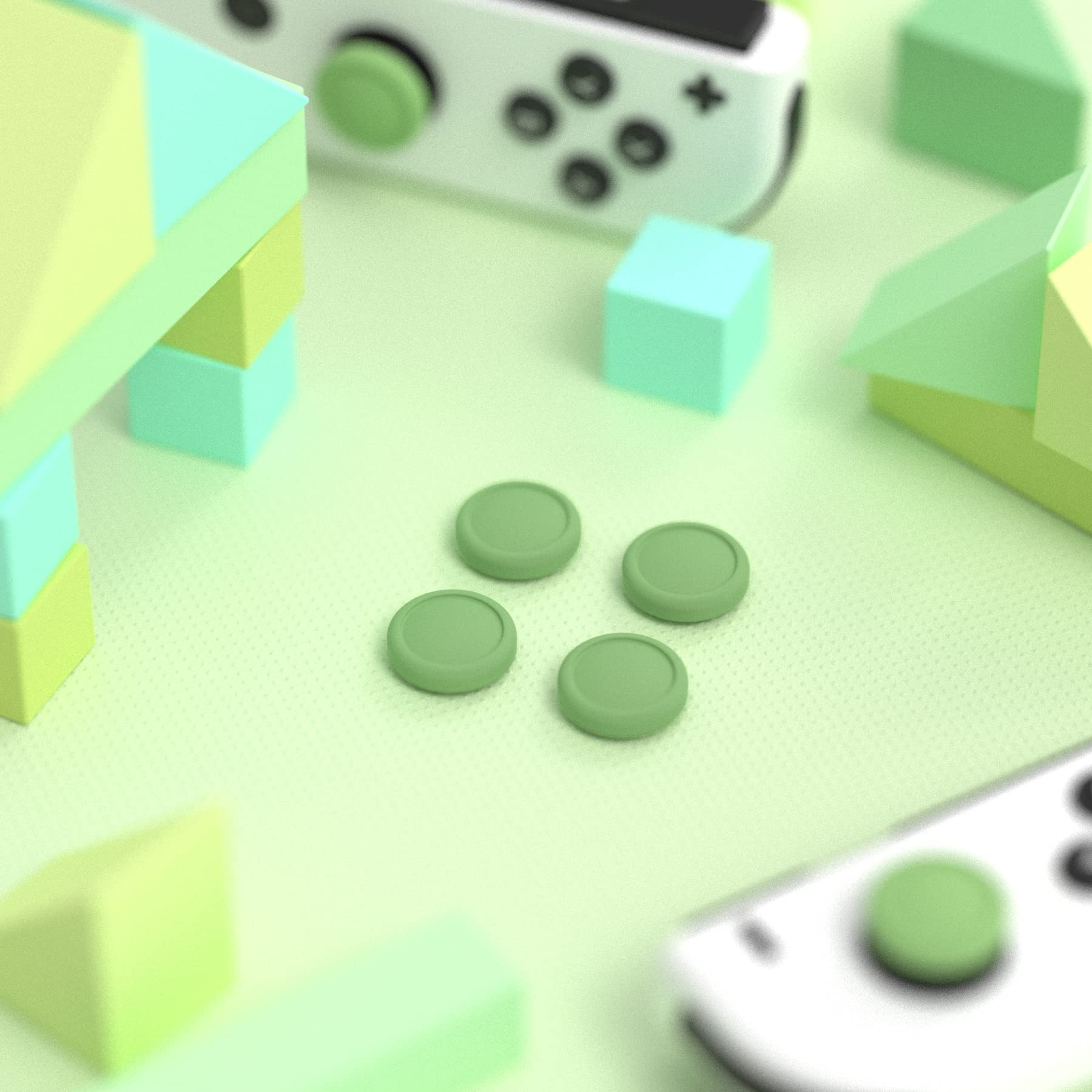 eXtremeRate PlayVital Switch Joystick Caps, Switch Lite Thumbstick Caps, Silicone Analog Cover for OLED Joycon Thumb Grips - Matcha Green
