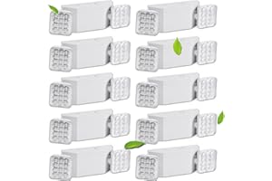 Fyngntny LED Emergency Light Fixture, Commercial Emergency Lights with Battery Backup, Square 2 Head Adjustable Emergency Light for Home Business, Emergency Exit Sign Light AC 110-277V White 10 Pack