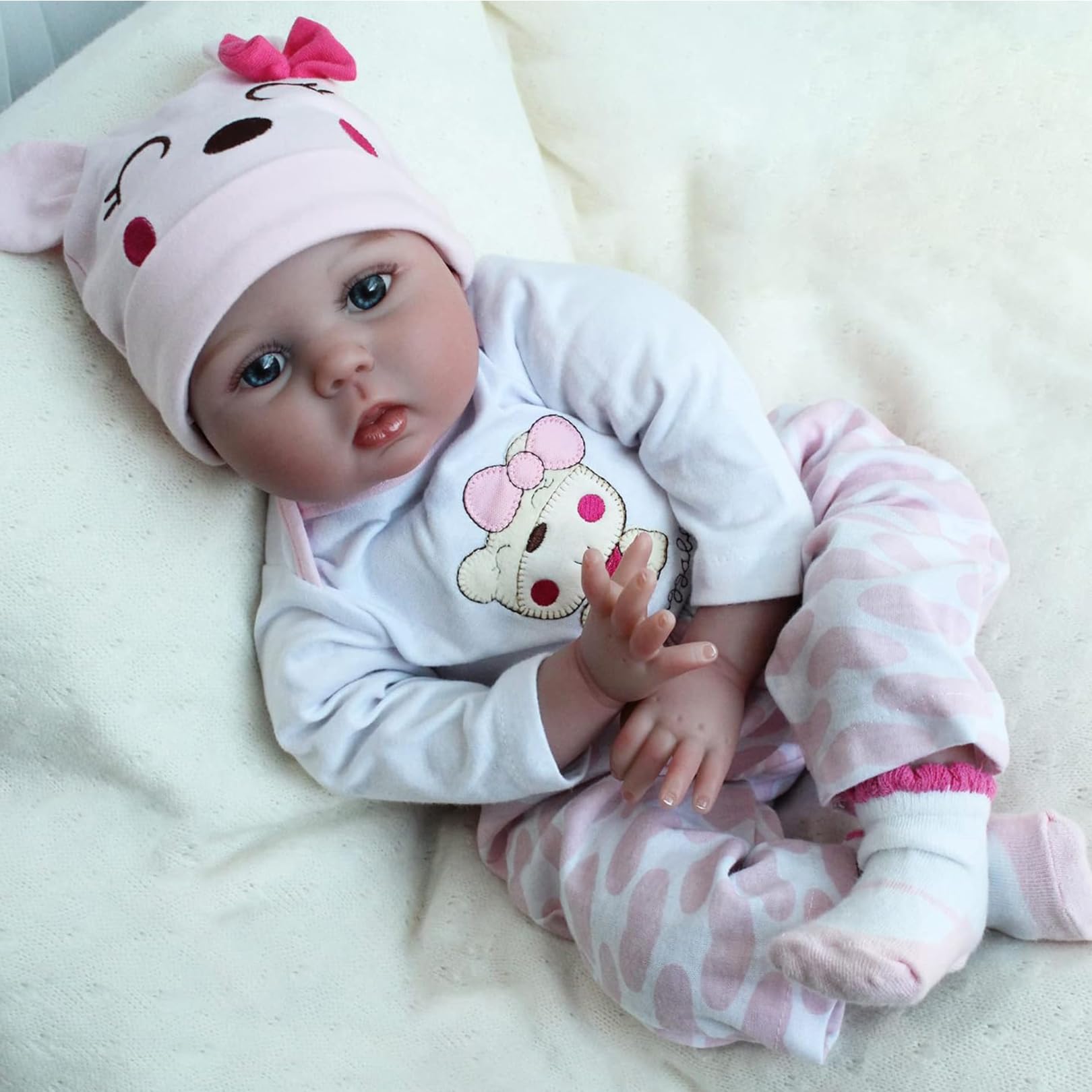 ZIYIUI 22 inch 55 cm Reborn Dolls Baby Girls Age 3+ Lifelike Soft Silicone Vinyl Reborn Babies That Look Real Newborn Reborn Doll Toddler Girl Toy Birthday Xmas Gift