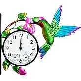 Twirleternity Outdoor Clock with Thermometer and Hygrometer Combo | Silent Non-Ticking Outside Clocks for Patios Waterproof, Decorative Wall Clock for Living Room, Morning Glory &amp; Hummingbird