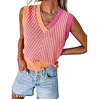 MARZXIN Women Sleeveless Sweater V Neck Casual 2026 Fall Knitted