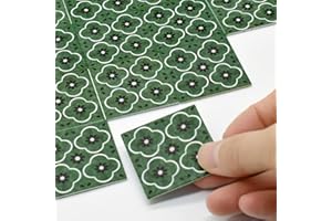 iLAND Dollhouse Flooring on 1/12 Scale 1/6 Scale, Miniature Dollhouse Accessories, 30pcs Double-Sided Dollhouse Floor Tiles (French Green Floral & Colorful Terrazzo)