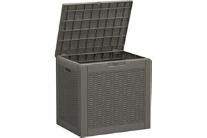 NBYSGO 35 Gallon Outdoor Storage Box, Waterproof Resin Deck Box with Lockable Lid, Patio Furniture Side Table & Storage Bin for Package Delivery, Patio Cushions, Garden Tools, Pool Accessories, Grey