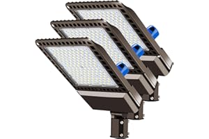 Juyace 300W LED Parking Lot Lights with Slip Fitter Mount Pole Flood Dusk to Dawn Outdoor Lighting Commercial Street 5000K IP65 Waterproof 100-277V (3 Pack)