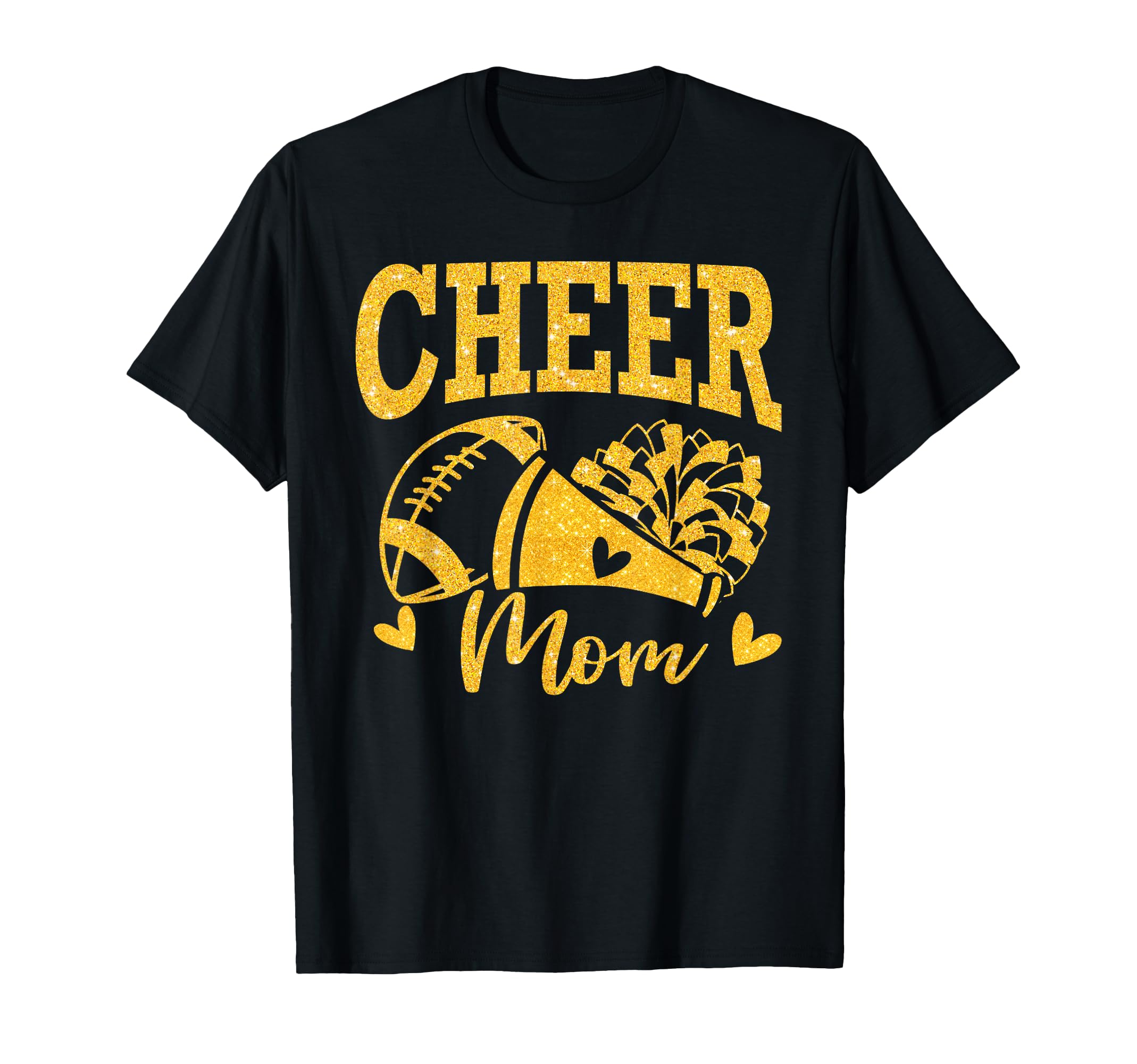 Photo 1 of Cheer Mom Biggest Fan Black Gold Pom Pom Mothers Day T-Shirt
