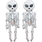 2 Pieces 34x62 Inches Scary Skeleton Foil Balloons - Large Spooky Mylar Life Size Skull Balloons for Halloween Decorations, Haunted House, Trick-or-Treat, Indoor and Outdoor Party Supplies