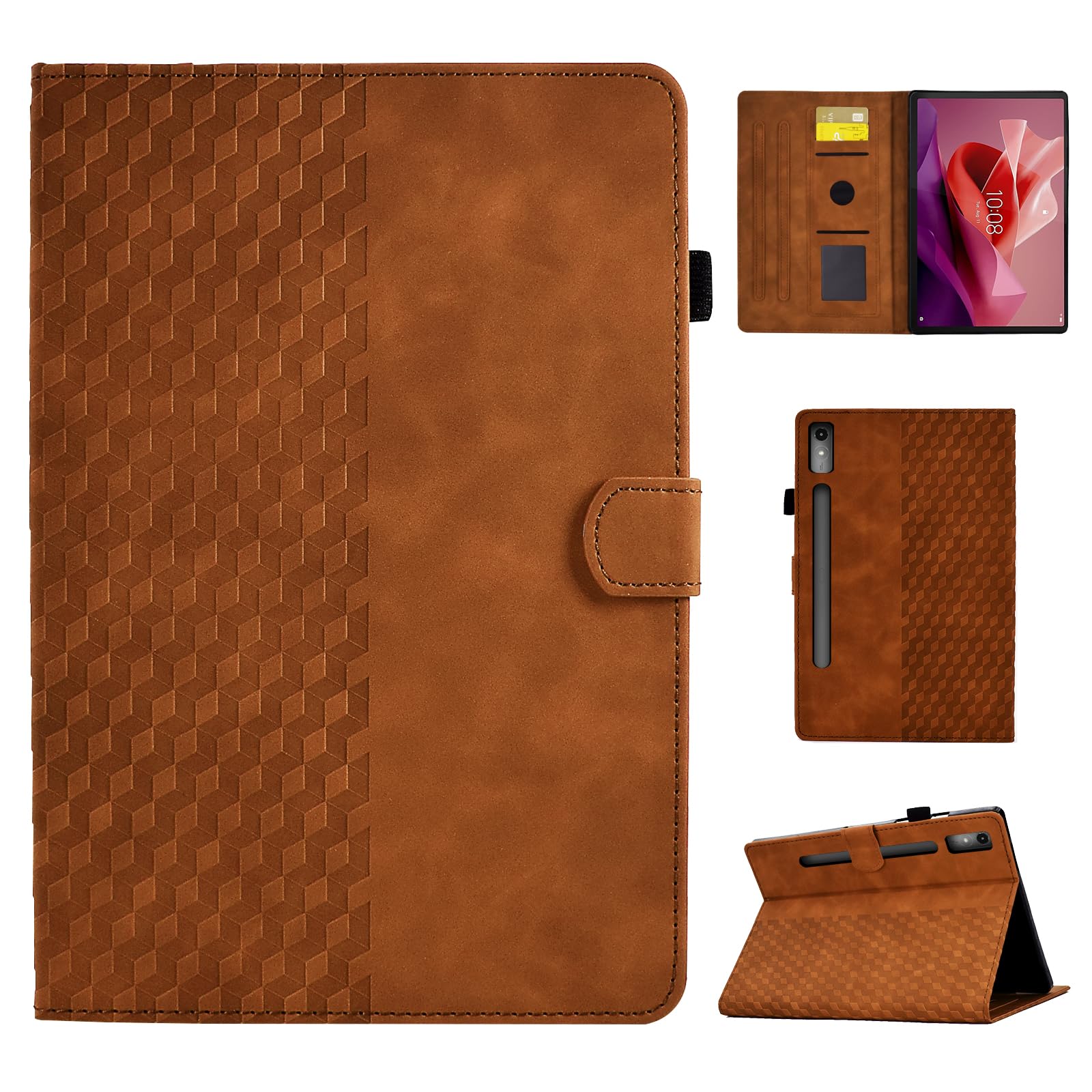 CASAFUNY Case for Lenovo Tab P12 Case 12.7 Inch 2023 Protective Tablet Case Multi-Angle Stand Cover with Auto Wake/Sleep Function for Lenovo Tab P12 2023 Released TB370FU, Brown — image 1