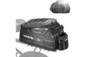 KEMIMOTO Bike Bag 11L EVA Hard Shell, Upgraded Ebike Rear Rack Bag with Waterproof Cover, Bicycle Trunk with Shoulder Strap for Commuter Travel Outdoor