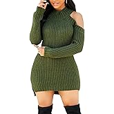 Sweater Dresses for Women Casual Sexy Off Shoulder Long Sleeve Knit Pullover Winter Pullover Dress