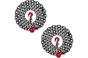 2PK - Falcon Cargo 3/8" X 12' Grade 80 Transport Binder Chain - 7,100 LBS WLL - Clevis Grab Hook, Tie-Down, Towing