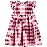 Csbks Toddler Baby Girls' Cotton-Linen Sundress with Ruffle Halter Sleeveless and Swing Dress
