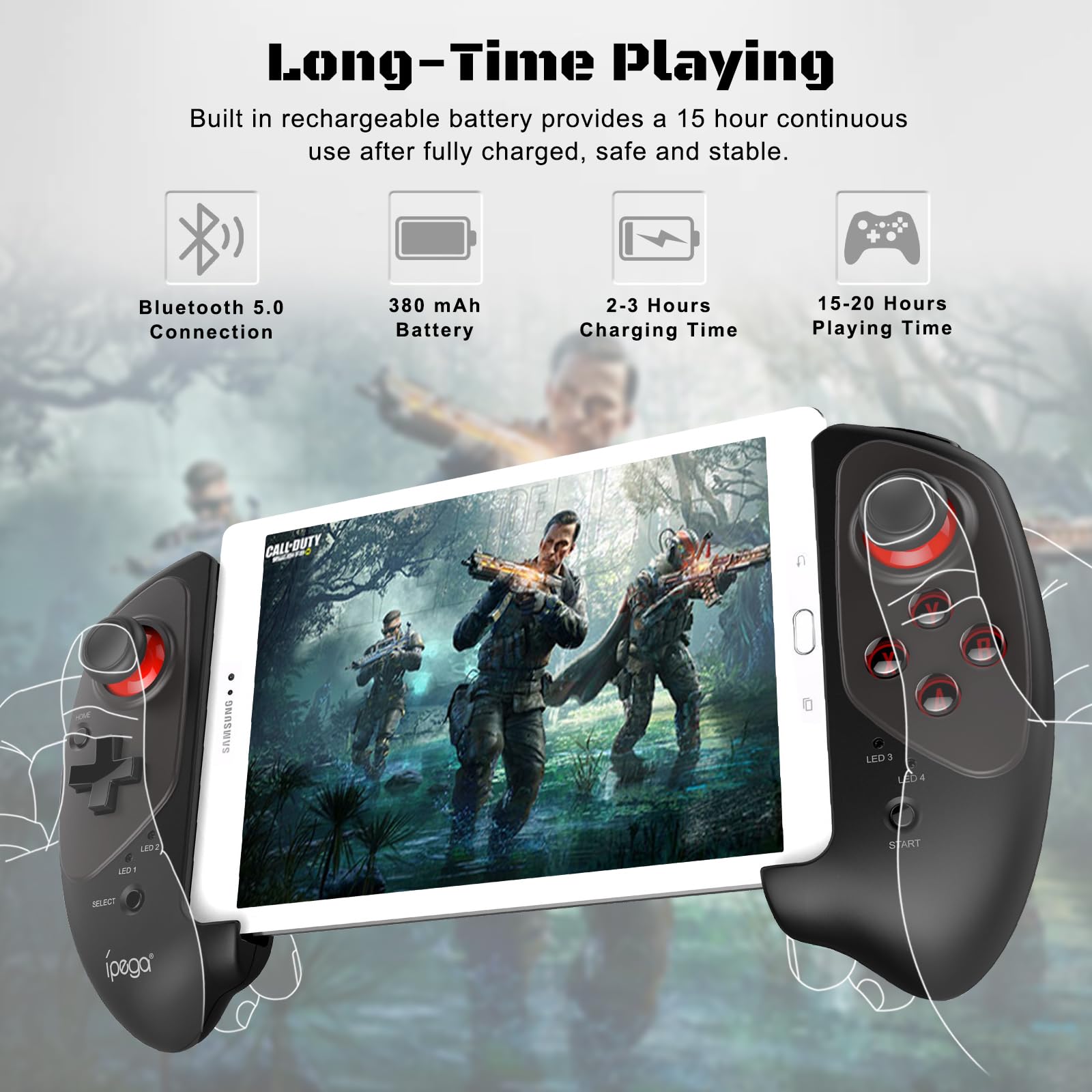 Joso Wireless Controller for iPad & Tablet, Compatible with iPhone & Android Phone, Bluetooth Game Controller with Clamp Lockable iPad/Tablet, Play COD Mobile, Genshin Impact, Cloud Gaming