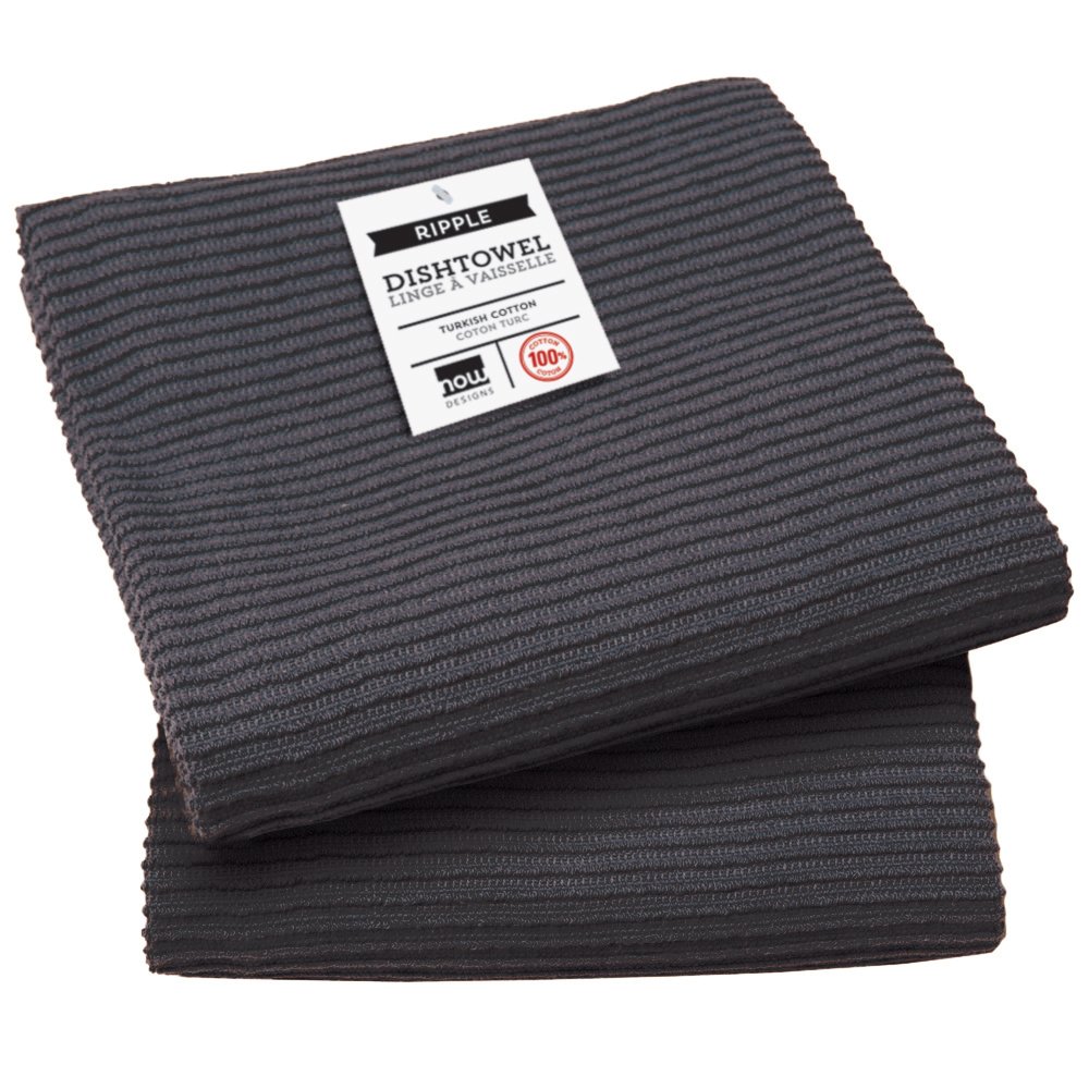 Now Designs Ripple Kitchen Towel, Set of 2, Black