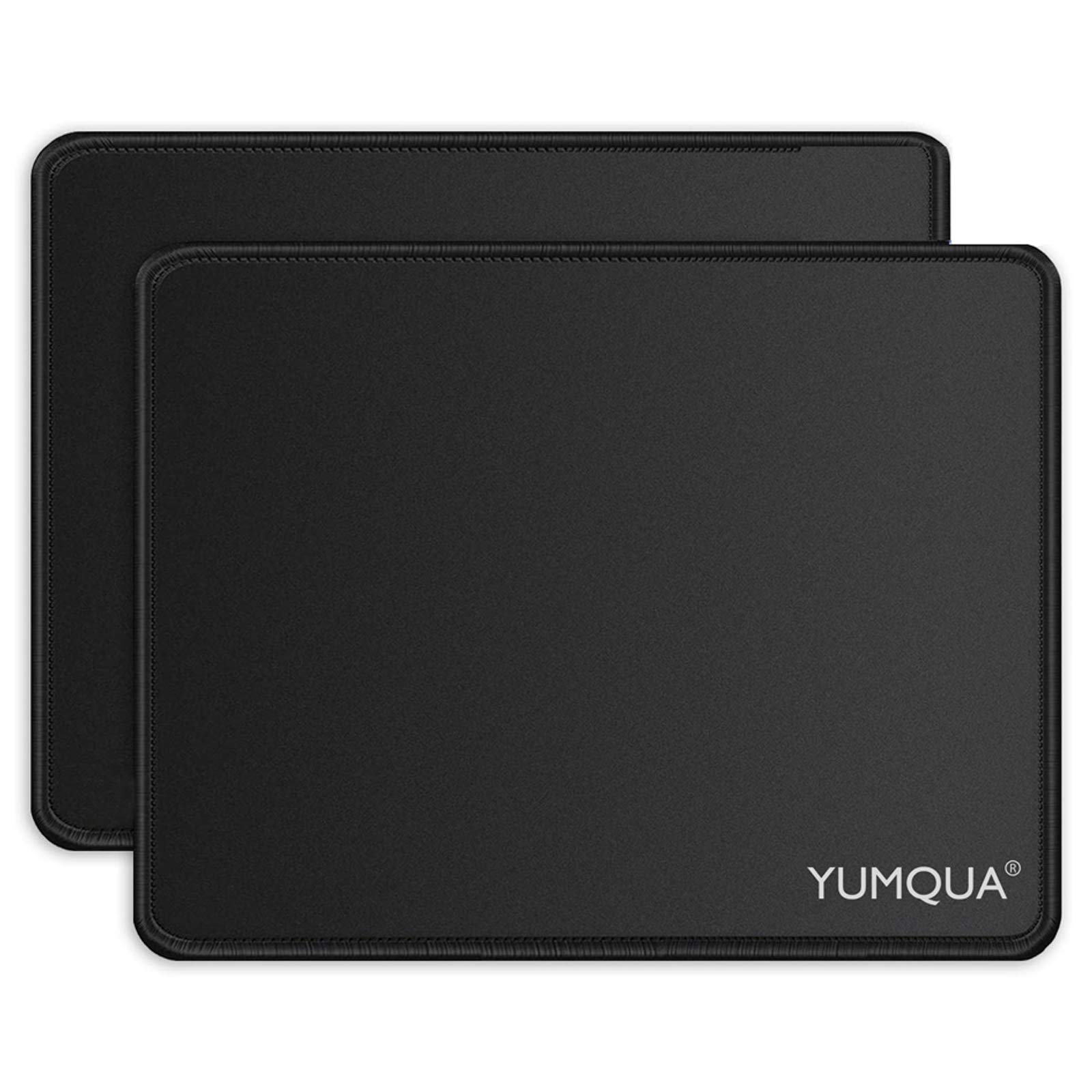 YUMQUA 2 Pack Mouse Pads, Premium-Textured Gaming Computer Mouse Pad, 28 * 22 * 0.3cm Non-Slip Rubber Base Mousepad Mouse Mat with Stitched Edge for Office & Home Use, Black