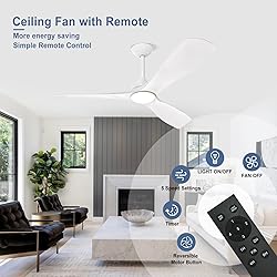 BvenuBigLite White Ceiling Fan with Light: 3 Blades