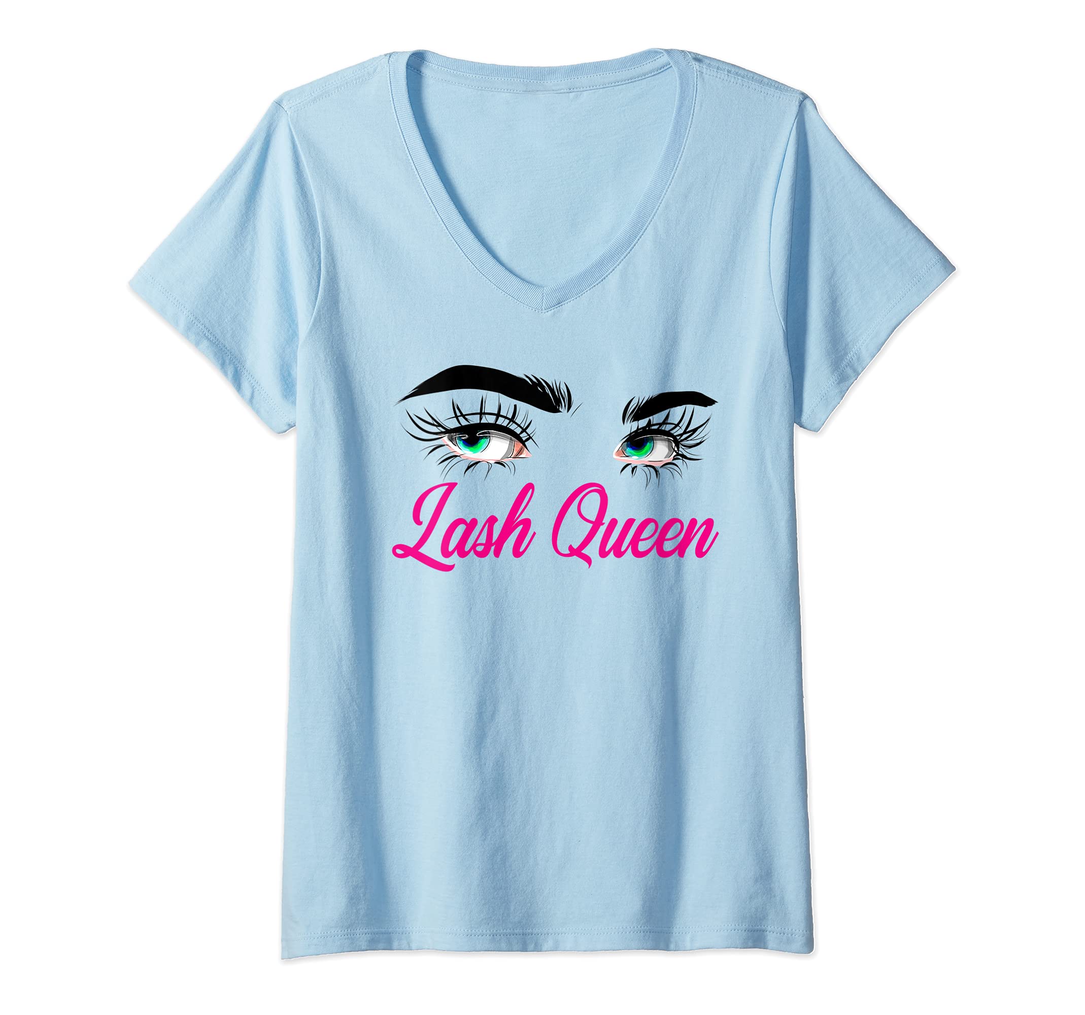 Womens Lash Queen - Makeup Eyelash Extension Artist Beautician V-Neck T-Shirt
