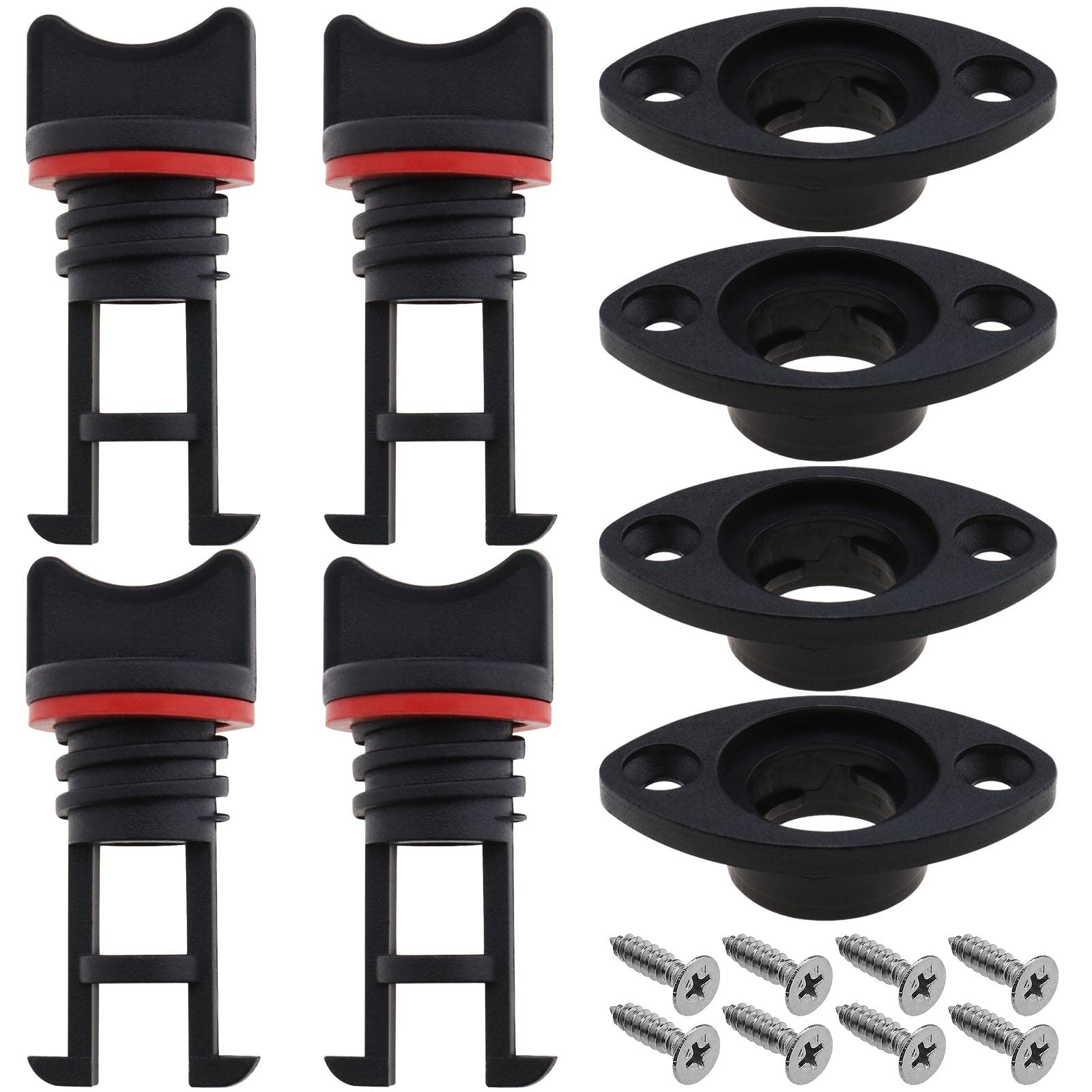 VGOL 4Pcs Nylon Kayak Drain Plugs Replacement Kayak Scupper Plugs with Tapping Screws Boat Drain Plugs Kit Accessories for kayaks Canoes Boat