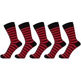 ZAKIRA Finest Combed Cotton Striped Dress Socks for Men, Women - 5 Pack